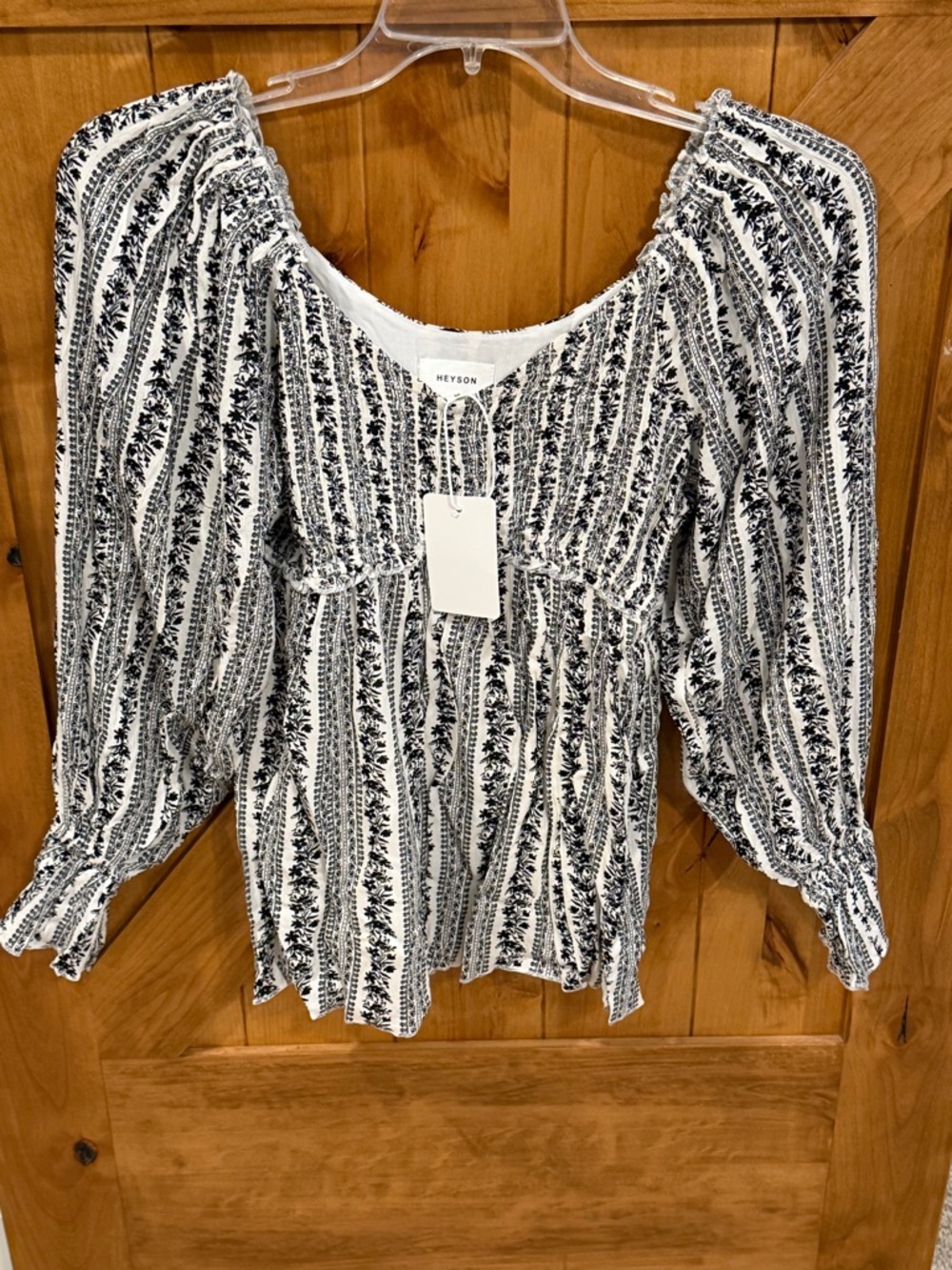 Heyson Black & White Floral Babydoll Blouse - Picture 2 of 6